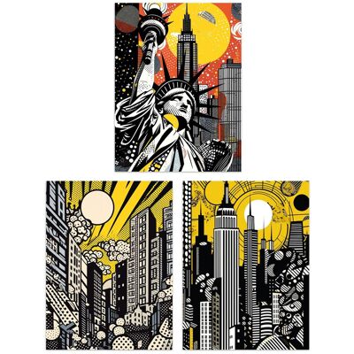 Artery8 Set of 3 New York City Pop Art Cityscape Artwork Yellow Orange Statue of Liberty Skyscrapers Sunrise Unframed Wall Art Living Room Poster Yellow W12" x H16" Artery8 Set of 3 New York City Pop Art Cityscape Artwork Yellow Orange Statue of Liberty Skyscrapers Sunrise Unframed Wall Art Living Room Poster Yellow W12" x H16"