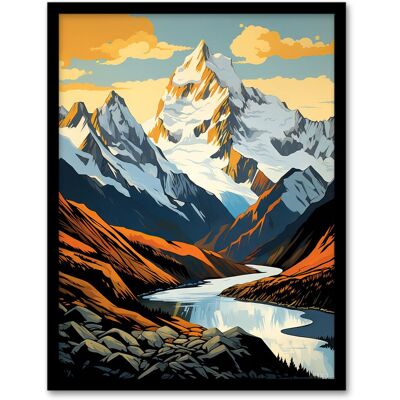 Artery8 Aoraki Mount Cook Artwork National Park New Zealand Snow Peaked Mountain Cloud Piercer Art Print Framed Poster Wall Decor Size: W12" x H16" Black W12" x H16" Artery8 Aoraki Mount Cook Artwork National Park New Zealand Snow Peaked Mountain Cloud Piercer Art Print Framed Poster Wall Decor Size: W12" x H16" Black W12" x H16"