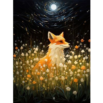 Artery8 Wall Art Print Watching the Fireflies Dance Happy Fox over a Wildflower Meadow Oil Painting Orange White Blue Full Moon Spring Night Dreamy Black W24" x H32" Artery8 Wall Art Print Watching the Fireflies Dance Happy Fox over a Wildflower Meadow Oil Painting Orange White Blue Full Moon Spring Night Dreamy Black W24" x H32"