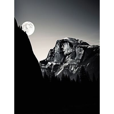 Artery8 Wall Art Print Moonrise by Half Dome in Yosemite National Park High Contrast Black White Photograph Full Moon & Mountain Forest Landscape Grey W24" x H32" Artery8 Wall Art Print Moonrise by Half Dome in Yosemite National Park High Contrast Black White Photograph Full Moon & Mountain Forest Landscape Grey W24" x H32"