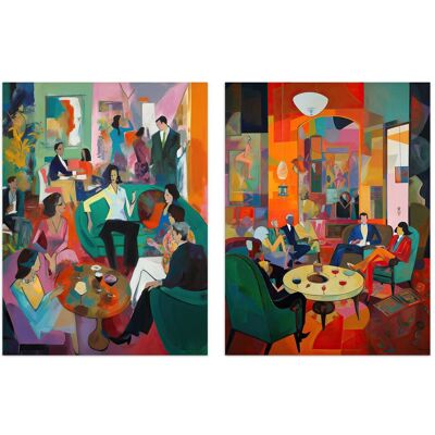 Artery8 Wall Art Print Set of 2 s The Cocktail Party 1970's Home Decor Aesthetic Style 2 Pack Poster Living Room s Size: W12" x H16" Multicolor W12" x H16" Artery8 Wall Art Print Set of 2 s The Cocktail Party 1970's Home Decor Aesthetic Style 2 Pack Poster Living Room s Size: W12" x H16" Multicolor W12" x H16"