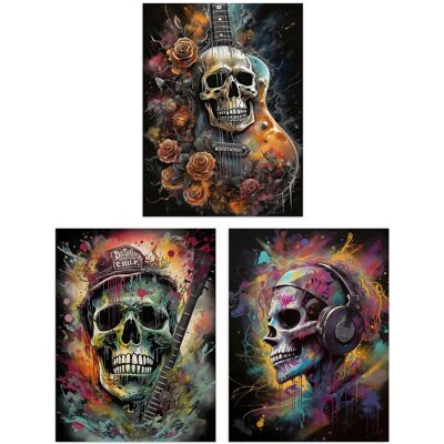 Artery8 Wall Art Print Set of 3 s Thrash Metal Death Skull Guitar Brutal Horror 3 Pack Poster s in Black Size: W12" x H16" Black W12" x H16" Artery8 Wall Art Print Set of 3 s Thrash Metal Death Skull Guitar Brutal Horror 3 Pack Poster s in Black Size: W12" x H16" Black W12" x H16"