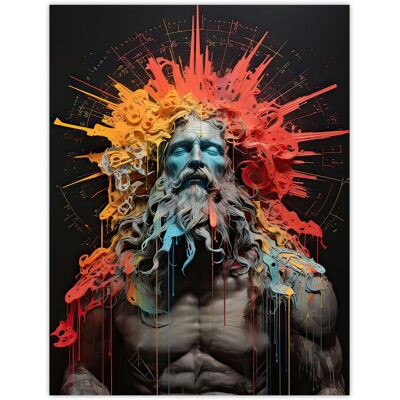 Artery8 Wall Art Print Zeus God of Thunder Greek Mythology Conceptual Artwork Poster in Orange Size: W18" x H24" Orange W18" x H24" Artery8 Wall Art Print Zeus God of Thunder Greek Mythology Conceptual Artwork Poster in Orange Size: W18" x H24" Orange W18" x H24"