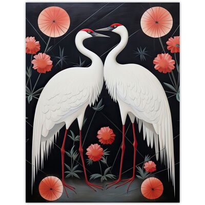 Artery8 Wall Art Print Japanese Crane Dance Stylised Oil Painting Pink White Grey Birds & Pink Flowers Abstract Floral Landscape Poster Black W24" x H32" Artery8 Wall Art Print Japanese Crane Dance Stylised Oil Painting Pink White Grey Birds & Pink Flowers Abstract Floral Landscape Poster Black W24" x H32"