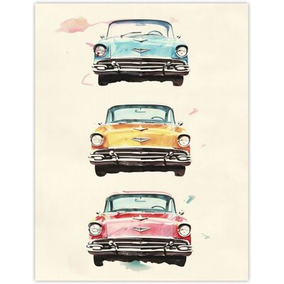 Artery8 3 Three Classic Vintage Cars Watercolour Modern Wall Art Print in Beige Size: W24" x H32" Beige W24" x H32" Artery8 3 Three Classic Vintage Cars Watercolour Modern Wall Art Print in Beige Size: W24" x H32" Beige W24" x H32"