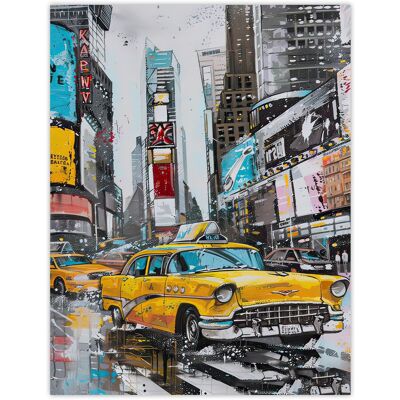 Artery8 New York City Taxi Cars Times Square Cityscape Wall Art Print in Grey Size: W12" x H16" Grey W12" x H16" Artery8 New York City Taxi Cars Times Square Cityscape Wall Art Print in Grey Size: W12" x H16" Grey W12" x H16"