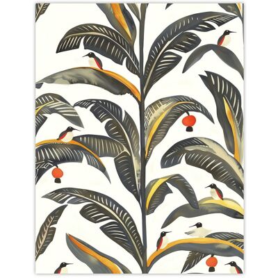 Artery8 Palm Leaves Birds Tropical Pattern Botanical Wall Art Print in Green Size: W24" x H32" Green W24" x H32" Artery8 Palm Leaves Birds Tropical Pattern Botanical Wall Art Print in Green Size: W24" x H32" Green W24" x H32"