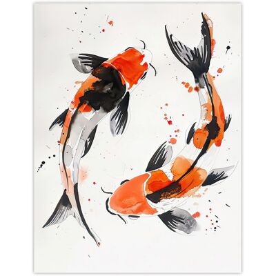Artery8 Two Japanese Koi Carp Fish Bright Watercolour Wall Art Print in Orange Size: W18" x H24" Orange W18" x H24" Artery8 Two Japanese Koi Carp Fish Bright Watercolour Wall Art Print in Orange Size: W18" x H24" Orange W18" x H24"