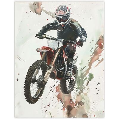 Artery8 Motocross Racer Sport Action Shot Watercolour Wall Art Print in Grey Size: W24" x H32" Grey W24" x H32" Artery8 Motocross Racer Sport Action Shot Watercolour Wall Art Print in Grey Size: W24" x H32" Grey W24" x H32"