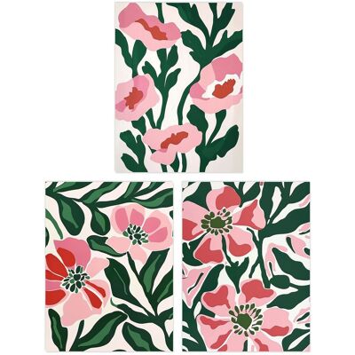 Wee Blue Coo Set of 3 Prints Pink Poppy Flowers Floral Retro Boho Poster Art Size: W12" x H16" Pink W12" x H16" Wee Blue Coo Set of 3 Prints Pink Poppy Flowers Floral Retro Boho Poster Art Size: W12" x H16" Pink W12" x H16"