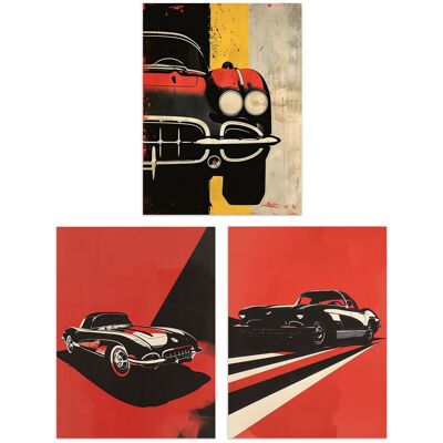 Artery8 Set of 3 Classic Sports Cars Bold Red Pop Art 12X16" Wall Art Prints Size: W12" x H16" Red W12" x H16" Artery8 Set of 3 Classic Sports Cars Bold Red Pop Art 12X16" Wall Art Prints Size: W12" x H16" Red W12" x H16"