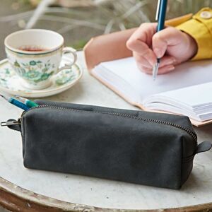 Paper High Buffalo Leather Square Pencil Case in Black Black Paper High Buffalo Leather Square Pencil Case in Black Black