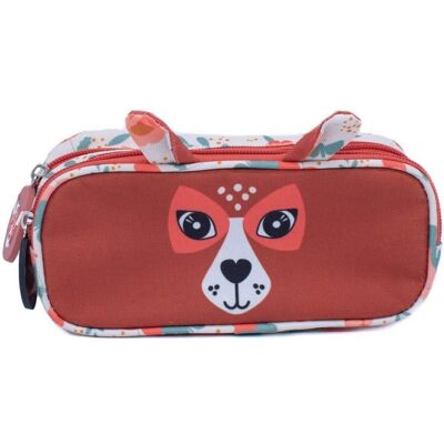 Les Deglingos 2-Zip Animal Face Pencil Case - Melimelos the Deer in Maroon Maroon Les Deglingos 2-Zip Animal Face Pencil Case - Melimelos the Deer in Maroon Maroon