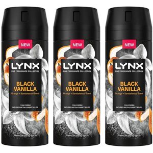 Lynx Men's Fine Fragrance Black Vanilla Deo 'Body Spray'150ml, 3 Pack in Orange Orange Lynx Men's Fine Fragrance Black Vanilla Deo 'Body Spray'150ml, 3 Pack in Orange Orange