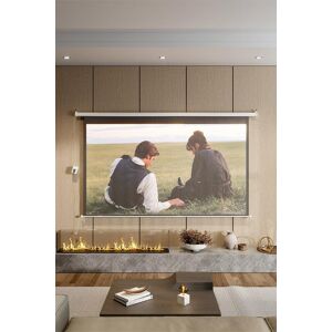 Living and Home 84" White Crossbar Electric Motorized Projector Screen with Remote