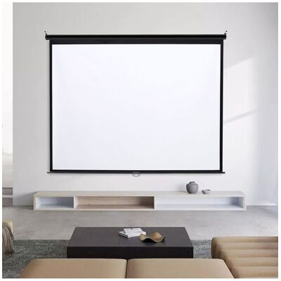 Living and Home 60" Manual Wall Mounted Projection Screen in White White Living and Home 60" Manual Wall Mounted Projection Screen in White White