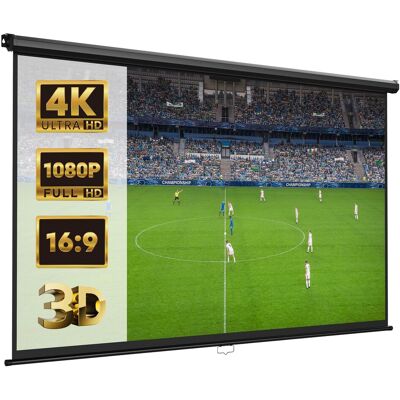 VonHaus 90" Wall & Ceiling Mountable Pull Down Projection Screen in White White VonHaus 90" Wall & Ceiling Mountable Pull Down Projection Screen in White White