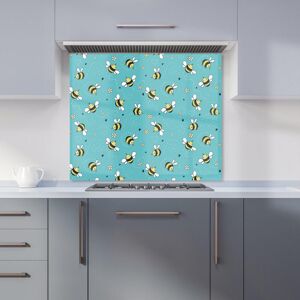 Warren Reed - Designer Hand Drawn Busy Bees Kitchen Splashback in Blue Size: 900mm x 750mm Blue 900mm x 750mm Warren Reed - Designer Hand Drawn Busy Bees Kitchen Splashback in Blue Size: 900mm x 750mm Blue 900mm x 750mm