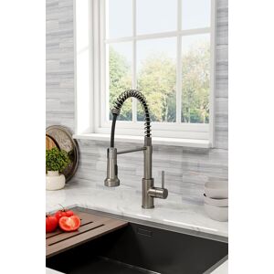 H&O Direct Stainless Steel Swivel Pull Out Kitchen Faucet in Grey Grey H&O Direct Stainless Steel Swivel Pull Out Kitchen Faucet in Grey Grey