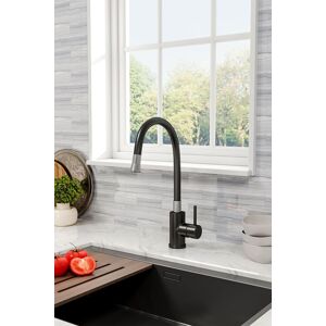 H&O Direct Stainless Steel Flexible Silicone Sprayer Kitchen Faucet in Black Black H&O Direct Stainless Steel Flexible Silicone Sprayer Kitchen Faucet in Black Black