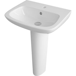 Balterley 1 Tap Hole Ceramic Basin & Full Pedestal, Square Bathroom Sink, 500mm in White White Balterley 1 Tap Hole Ceramic Basin & Full Pedestal, Square Bathroom Sink, 500mm in White White