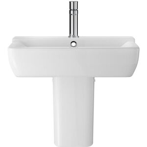 Balterley Alba 1 Tap Hole Square Basin & Semi Pedestal, Wall Hung Sink, 550mm in White White Balterley Alba 1 Tap Hole Square Basin & Semi Pedestal, Wall Hung Sink, 550mm in White White