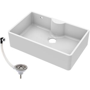 Balterley 795mm - Single Bowl Fireclay Kitchen Sink - Tap Ledge, Overflow & Waste Balterley 795mm - Single Bowl Fireclay Kitchen Sink - Tap Ledge, Overflow & Waste