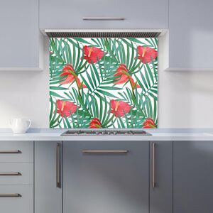 Warren Reed - Designer Tropical Flowers & Palm Leaves Kitchen Splashback in Green Size: 700mm x 750mm Green 700mm x 750mm Warren Reed - Designer Tropical Flowers & Palm Leaves Kitchen Splashback in Green Size: 700mm x 750mm Green 700mm x 750mm