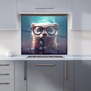 Warren Reed - Designer Ferret With Glasses Splashart Water Kitchen Splashback in Blue Size: 700mm x 750mm Blue 700mm x 750mm Warren Reed - Designer Ferret With Glasses Splashart Water Kitchen Splashback in Blue Size: 700mm x 750mm Blue 700mm x 750mm