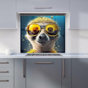 Warren Reed - Designer Meerkat With Golden Glasses Splashart Kitchen Splashback in Yellow Size: 600mm x 750mm Yellow 600mm x 750mm Warren Reed - Designer Meerkat With Golden Glasses Splashart Kitchen Splashback in Yellow Size: 600mm x 750mm Yellow 600mm x 750mm
