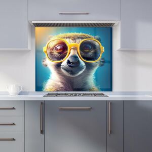 Warren Reed - Designer Meerkat With Glasses Splashart Kitchen Splashback in Yellow Size: 900mm x 750mm Yellow 900mm x 750mm Warren Reed - Designer Meerkat With Glasses Splashart Kitchen Splashback in Yellow Size: 900mm x 750mm Yellow 900mm x 750mm