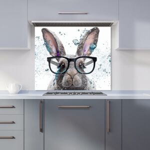 Warren Reed - Designer Rabbit With Glasses Splashart Kitchen Splashback in Grey Size: 700mm x 650mm Grey 700mm x 650mm Warren Reed - Designer Rabbit With Glasses Splashart Kitchen Splashback in Grey Size: 700mm x 650mm Grey 700mm x 650mm