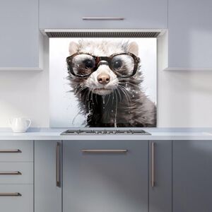 Warren Reed - Designer Splashart Ferret With Glasses Kitchen Splashback in Grey Size: 700mm x 650mm Grey 700mm x 650mm Warren Reed - Designer Splashart Ferret With Glasses Kitchen Splashback in Grey Size: 700mm x 650mm Grey 700mm x 650mm