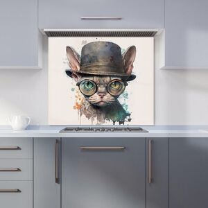 Warren Reed - Designer Devon Rex Cat With Glasses Splashart Kitchen Splashback Size: 700mm x 750mm Multicolor 700mm x 750mm Warren Reed - Designer Devon Rex Cat With Glasses Splashart Kitchen Splashback Size: 700mm x 750mm Multicolor 700mm x 750mm