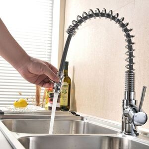 Nes Home Kitchen Chrome Basin Sink Pull Out Mono Mixer Faucet Tap in Silver Silver Nes Home Kitchen Chrome Basin Sink Pull Out Mono Mixer Faucet Tap in Silver Silver