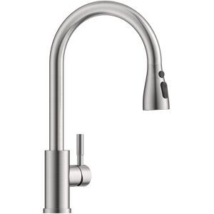 Appaso Kitchen Sink Mixer Taps with Pull Out Spray, Solid Stainless Stee in Silver Silver Appaso Kitchen Sink Mixer Taps with Pull Out Spray, Solid Stainless Stee in Silver Silver