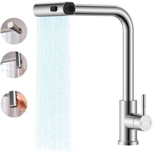 Appaso Stainless Steel Kitchen Faucet with Pull Out Sprayer 3 Modes in Silver Silver Appaso Stainless Steel Kitchen Faucet with Pull Out Sprayer 3 Modes in Silver Silver