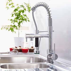 Nes Home Chrome Mono Pull Out Kitchen Mixer Tap Dual Spout Spray in Silver Silver Nes Home Chrome Mono Pull Out Kitchen Mixer Tap Dual Spout Spray in Silver Silver