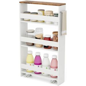 Costway 4-Tier Slim Storage Cart Narrow Rolling Kitchen Serving Cart w/ Open Shelves in Dark Brown Dark Brown Costway 4-Tier Slim Storage Cart Narrow Rolling Kitchen Serving Cart w/ Open Shelves in Dark Brown Dark Brown