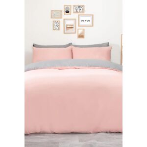 Brentfords Plain Dyed Reversible Duvet Cover Cover with Pillowcase Set