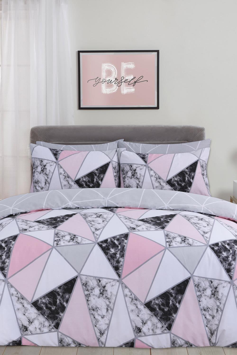 Dreamscene Marble Geo Duvet Cover with Pillowcase Bedding Set