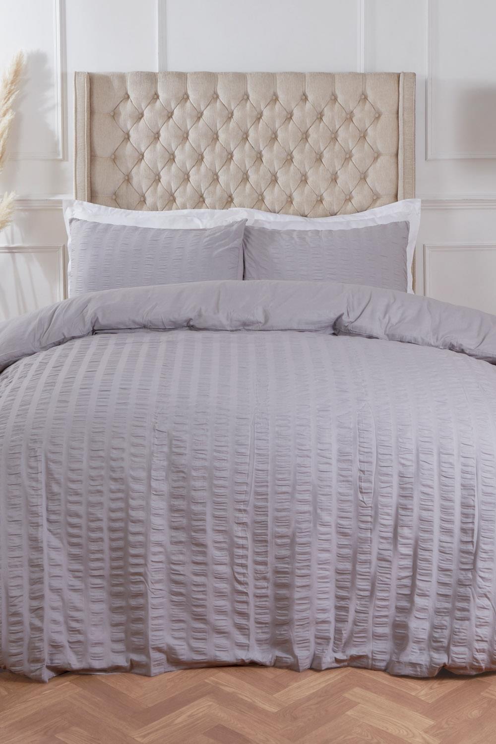 Highams Seersucker Duvet Cover with Pillowcase Bedding