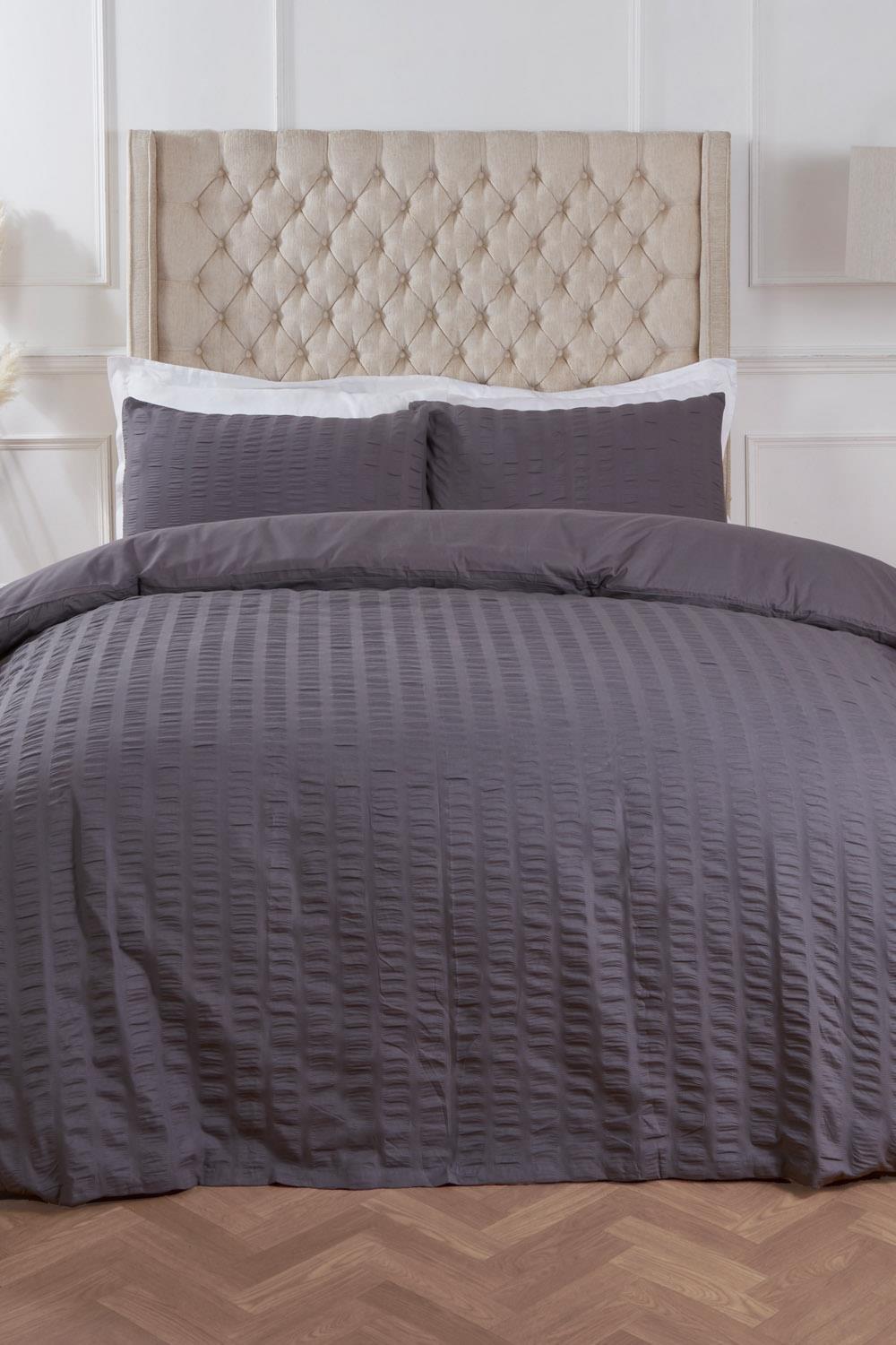 Highams Seersucker Duvet Cover with Pillowcase Bedding