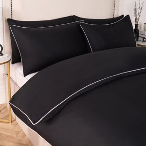 OHS Piped Edge Bedding Set Soft Duvet Cover with Pillowcase in Black Size: Super King Black Super King OHS Piped Edge Bedding Set Soft Duvet Cover with Pillowcase in Black Size: Super King Black Super King