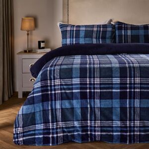 OHS Tartan Check Teddy Fleece Thermal Duvet Cover Bedding Set in Navy Size: Super King Navy Super King OHS Tartan Check Teddy Fleece Thermal Duvet Cover Bedding Set in Navy Size: Super King Navy Super King