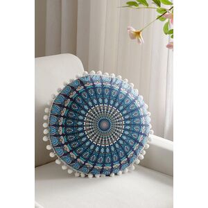 H&O Direct Decorative Ethnic Round Throw Pillow Cover in Blue Size: 43 cm x 43 cm Blue 43 cm x 43 cm H&O Direct Decorative Ethnic Round Throw Pillow Cover in Blue Size: 43 cm x 43 cm Blue 43 cm x 43 cm