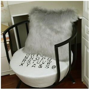 H&O Direct Square Fluffy Faux Fur Throw Pillow Cover in Grey Size: Small Single Grey Small Single H&O Direct Square Fluffy Faux Fur Throw Pillow Cover in Grey Size: Small Single Grey Small Single