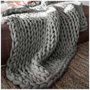 H&O Direct Chunky Knit Throw Blanket Handwoven Home Decor in Grey Size: 80 cm x 100 cm Grey 80 cm x 100 cm H&O Direct Chunky Knit Throw Blanket Handwoven Home Decor in Grey Size: 80 cm x 100 cm Grey 80 cm x 100 cm