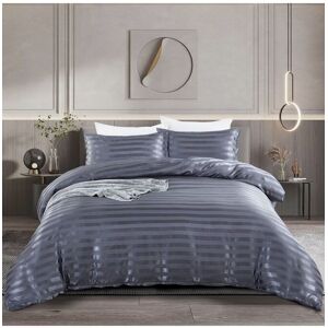 Living and Home Grey Striped Satin Accent Single Duvet Cover Set - 135x200cm Duvet & 50x75cm Pillowcase Grey Single Living and Home Grey Striped Satin Accent Single Duvet Cover Set - 135x200cm Duvet & 50x75cm Pillowcase Grey Single