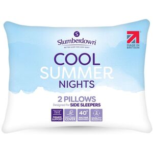 Slumberdown 2 Pack Cool Summer Nights Firm Support Pillows in White White Slumberdown 2 Pack Cool Summer Nights Firm Support Pillows in White White